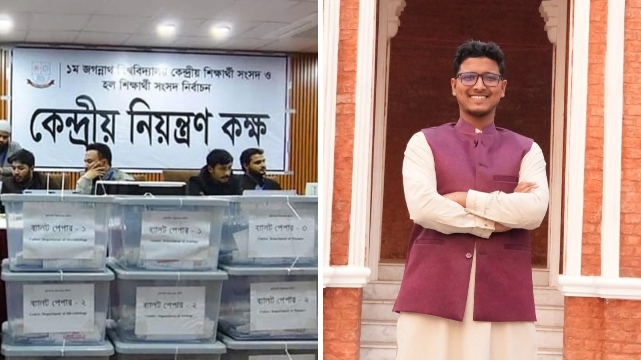 ভিপি পদে হাড্ডাহাড্ডি লড়াই, ১৮ কেন্দ্রে ২৫ ভোটে এগিয়ে শিবিরের রিয়াজুল